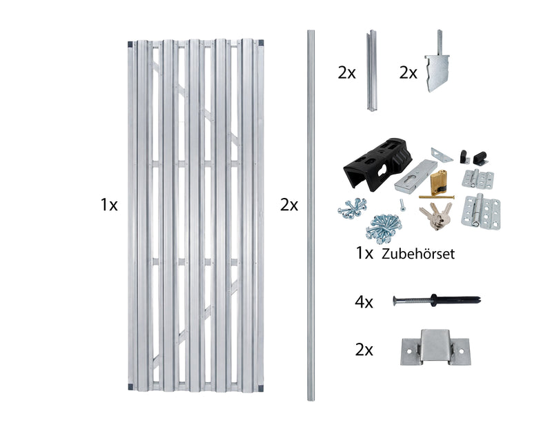 Lamellen-Tür für Kellertrennwand 780 × 2000 mm, mit Profilzylinder (PZ), inklusive Zubehör