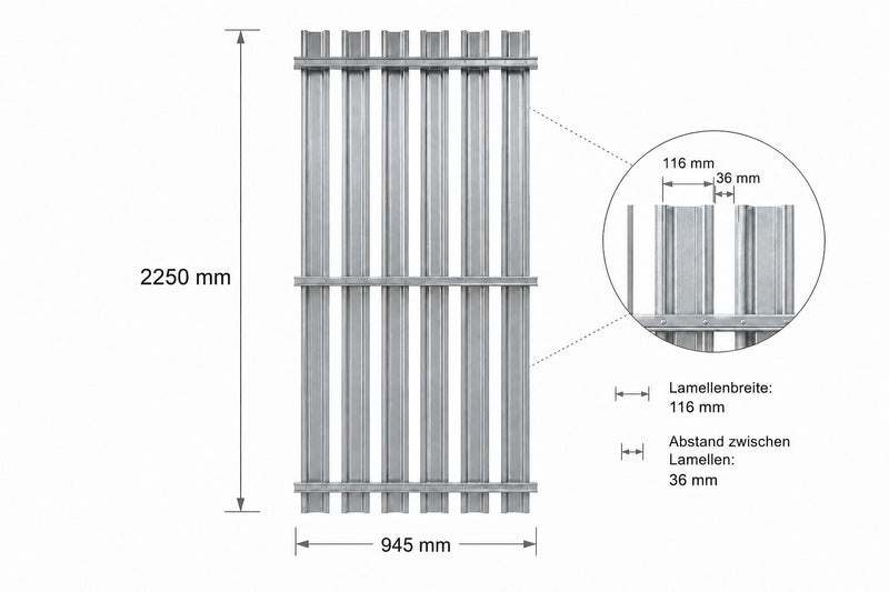 Lamellen-Element für Kellertrennwand 945 × 2250 mm
