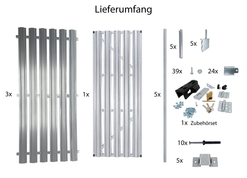 Kellertrennwand-Set aus 3 Lamellen-Elementen plus 1 wählbarer Tür