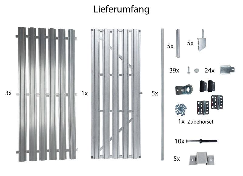 Kellertrennwand-Set aus 3 Lamellen-Elementen plus 1 wählbarer Tür